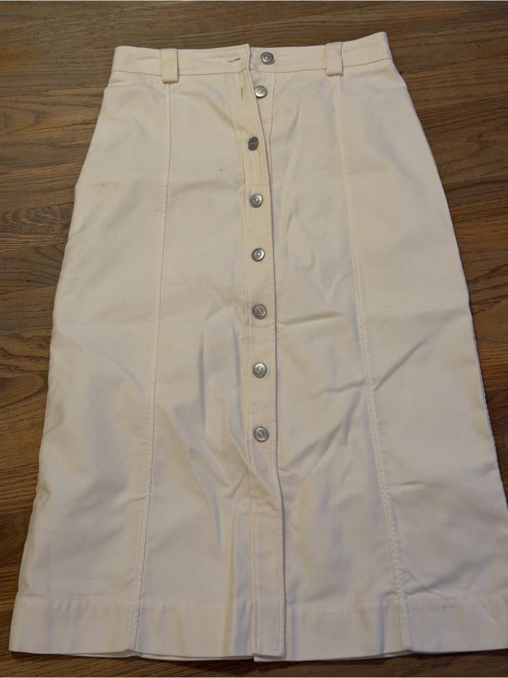 GANNI Women’s Cream Button-Front Midi Skirt size 38